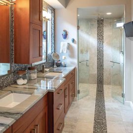 mosaic tile backsplash bathroom