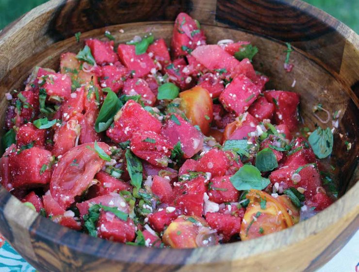 garden party watermelon and tomato salad