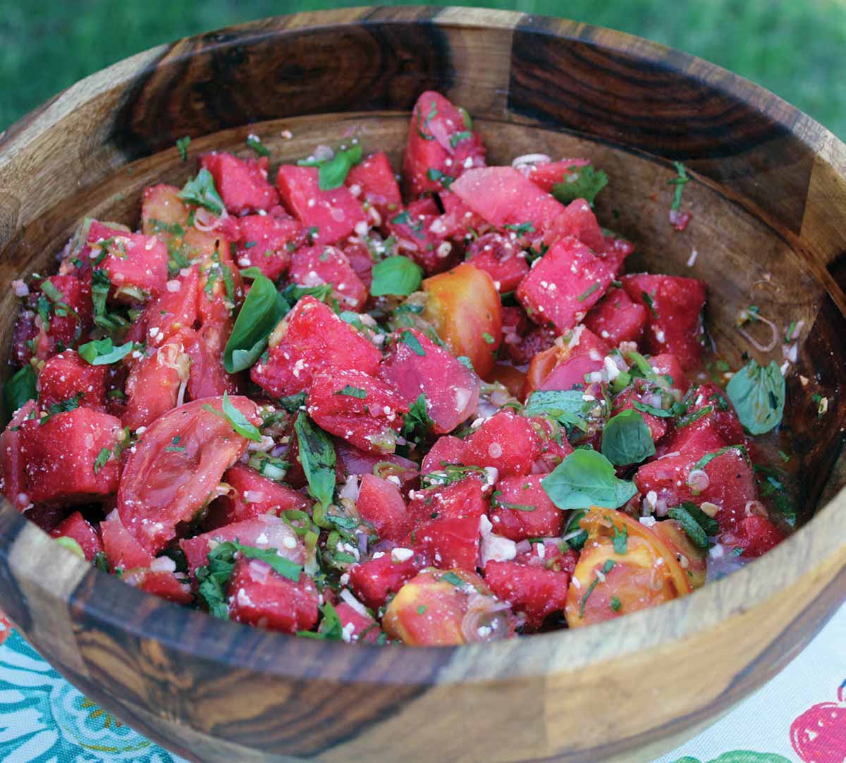 garden party watermelon and tomato salad