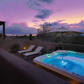 pool at dusk