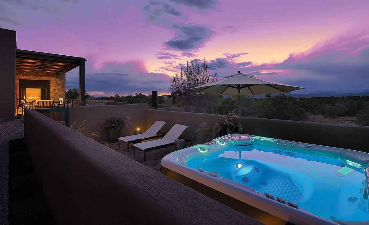 pool at dusk