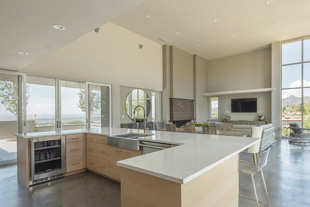 kitchen and living view