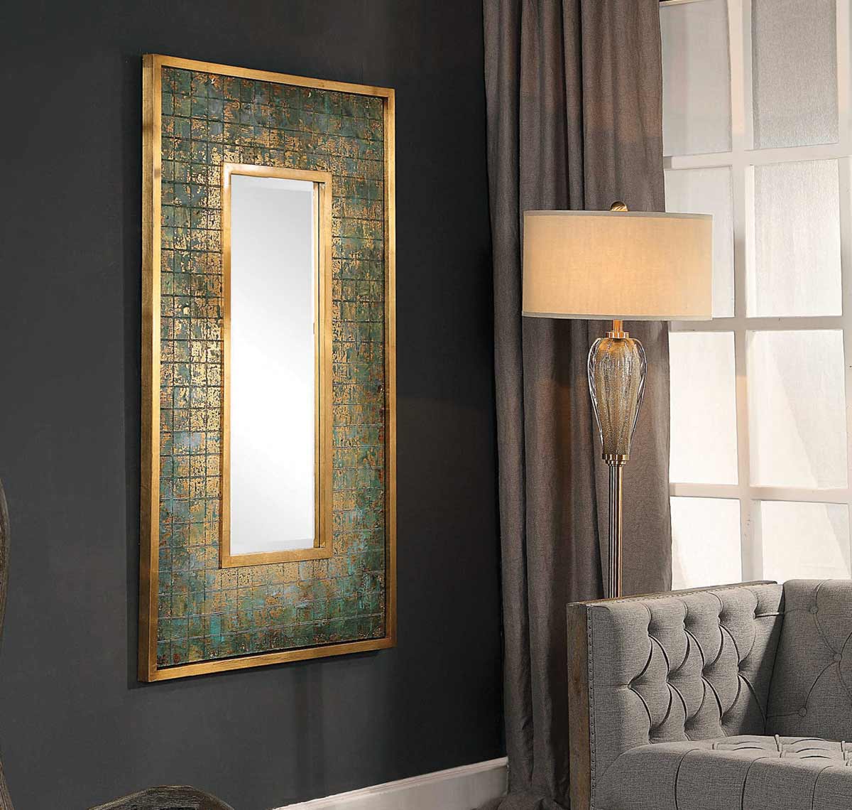mirror in a shimmery frame