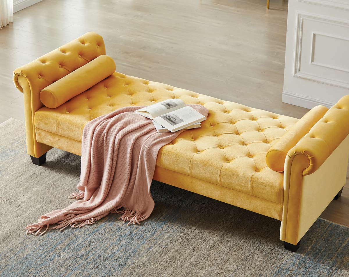 gold velvet chaise