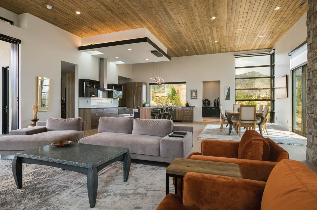 open living room kitchen dining