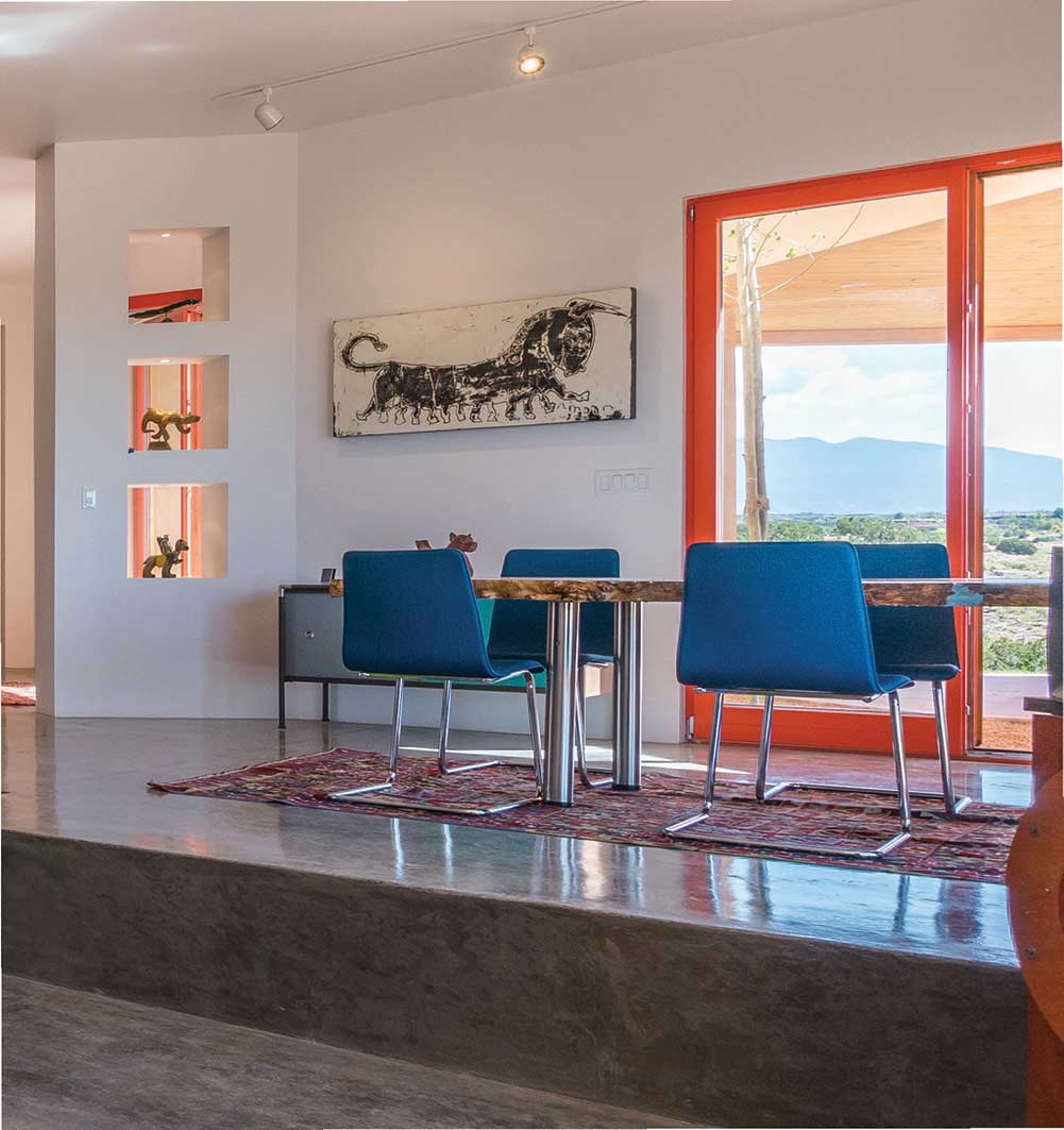 dining room with punch of color