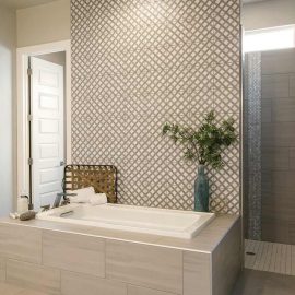 pleasingly playful tile bathroom