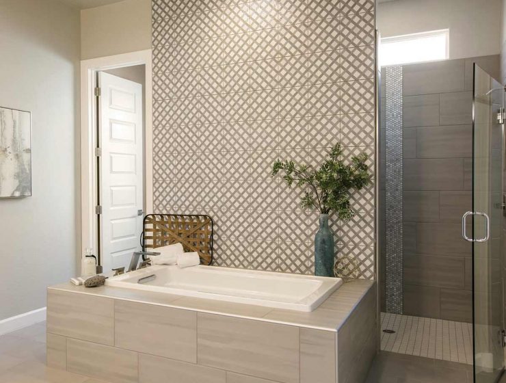 pleasingly playful tile bathroom