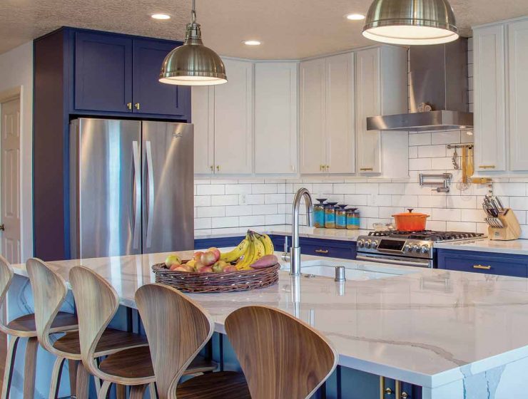 blue and white kitchen