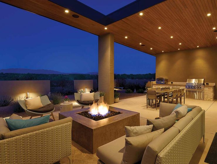 outdoor living area with fire pit