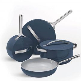 blue ceramic cookware