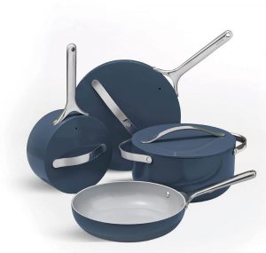blue ceramic cookware