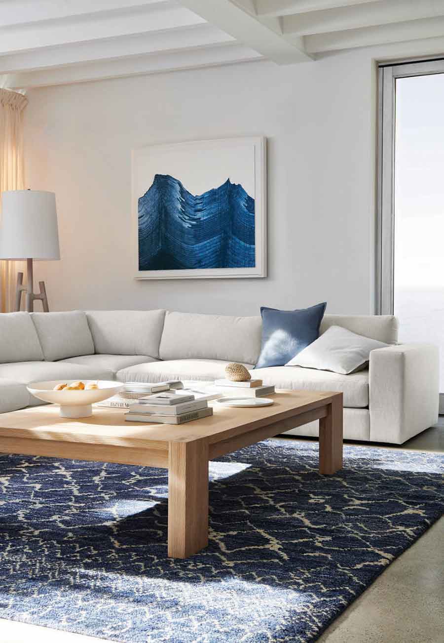 crate and barrel blue rug