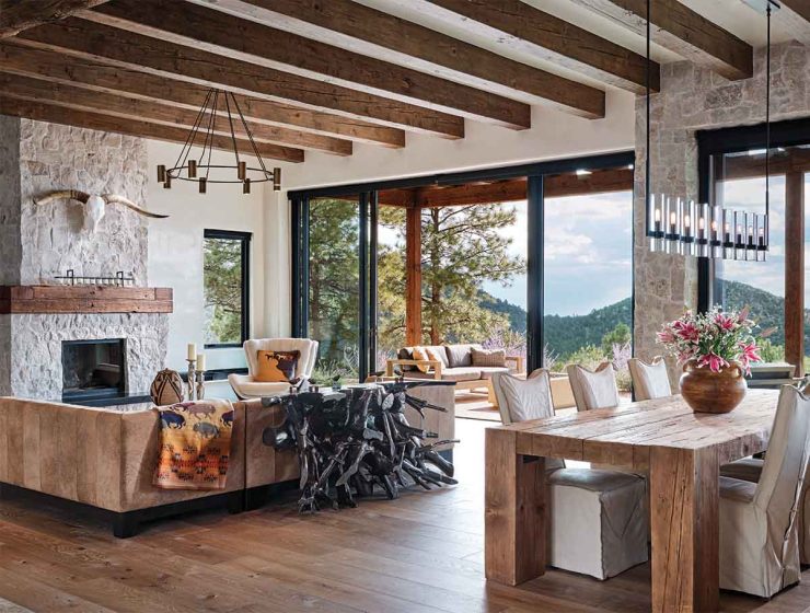 living room with natural textures