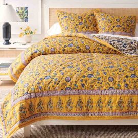 yellow floral quilt