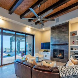 living room with sliding glass doors