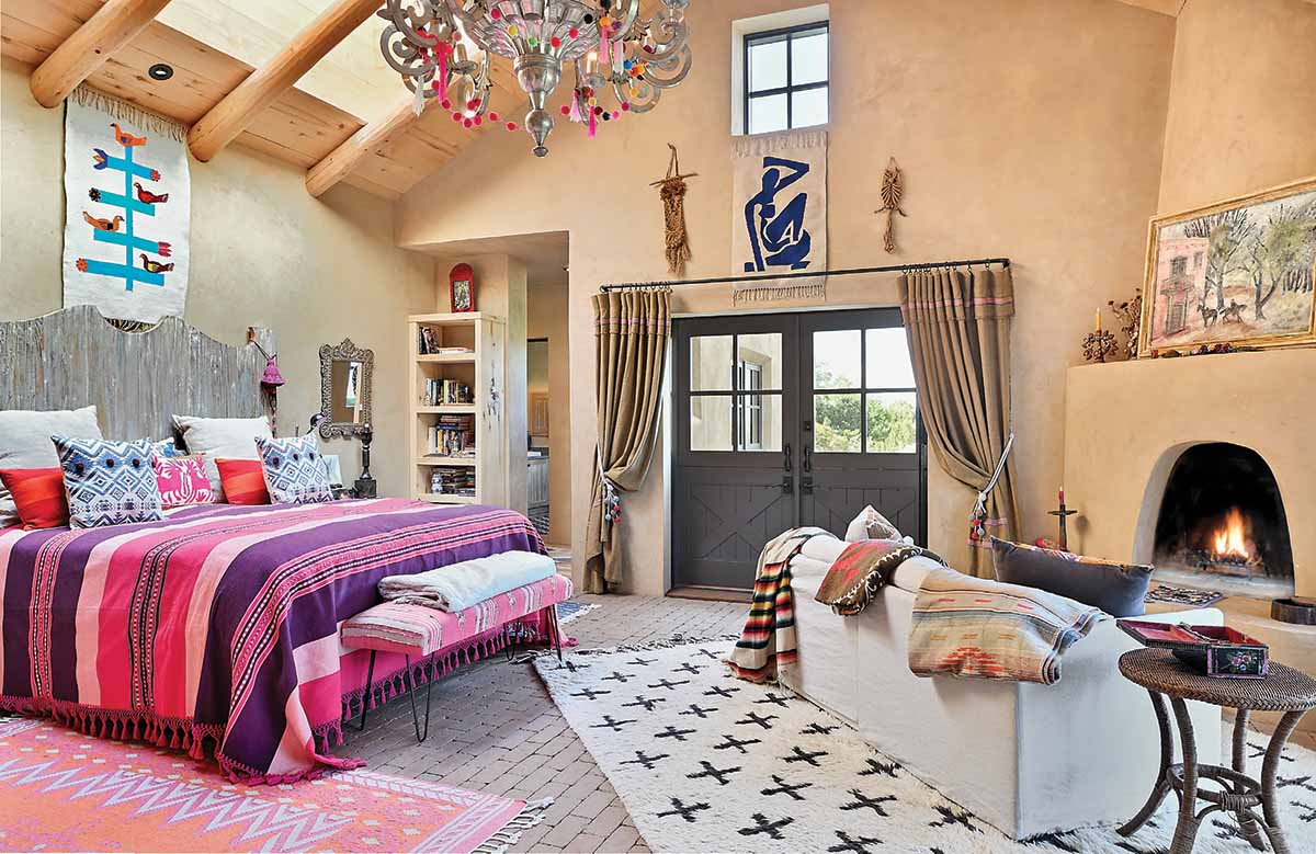 bedroom with high ceiling