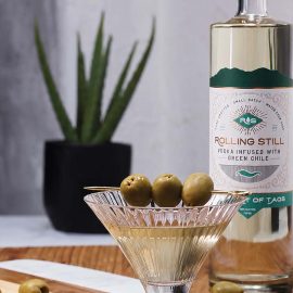 Rolling Still bottle & martini