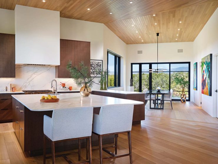 Kitchen with porcelain countertops