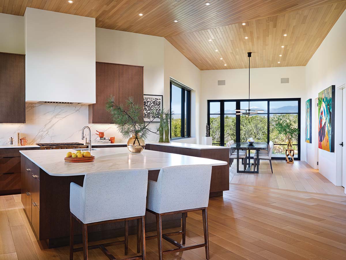 Kitchen with porcelain countertops