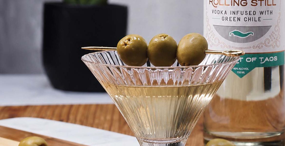 Rolling Still bottle & martini